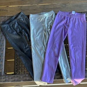 Old Navy Kids Glitter Leggings - Black, Silver, and Purple Size 5T